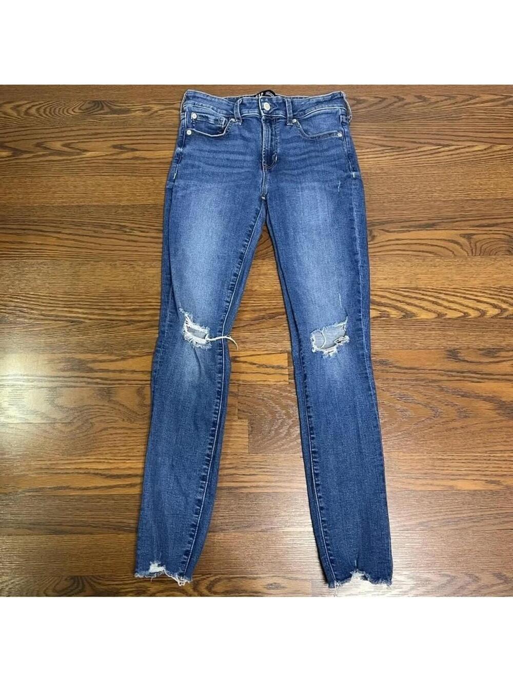 Gap Universal Legging Jeans Medium Wash Distressed High Rise Stretch Denim 28